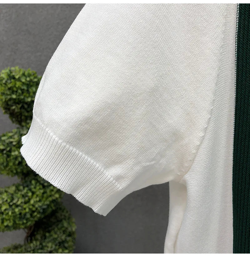 Men’s Striped Zipper Knit Polo