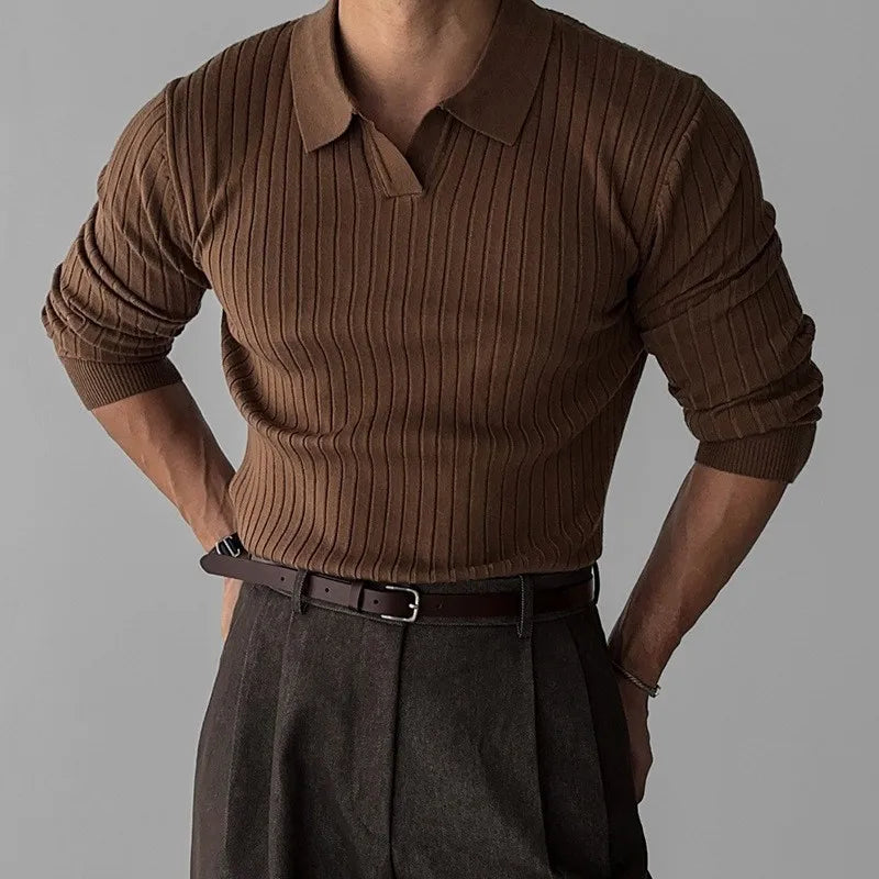 Men’s Jacquard V-Neck Polo