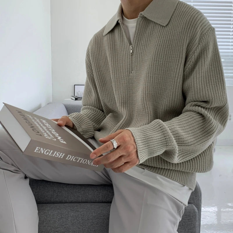 Men’s Polo Neck Knit Pullover