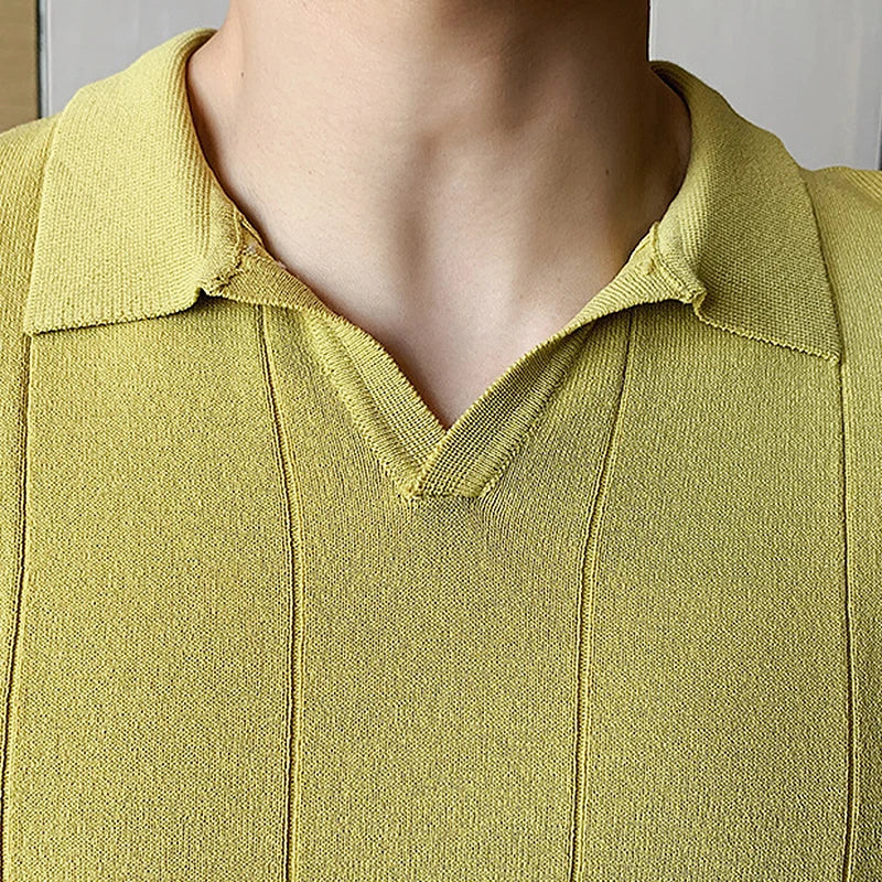 Men’s V-Neck Knit Polo