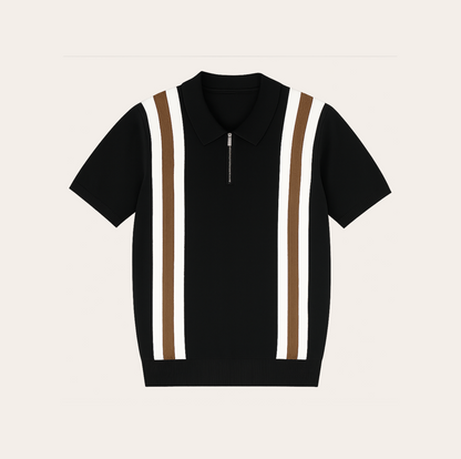 Men’s Striped Zipper Knit Polo