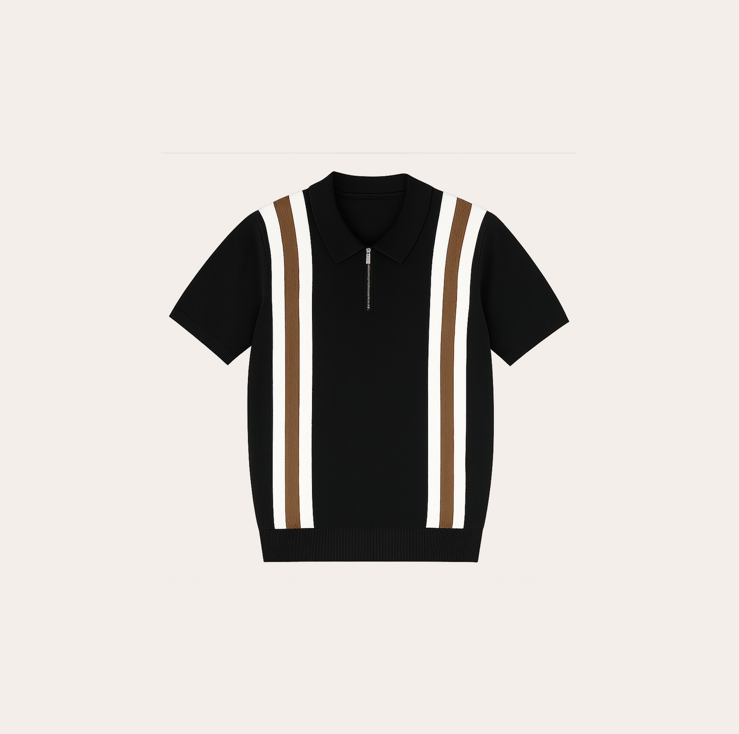 Men’s Striped Zipper Knit Polo