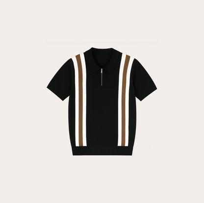 Men’s Striped Zipper Knit Polo