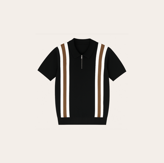 Men’s Striped Zipper Knit Polo