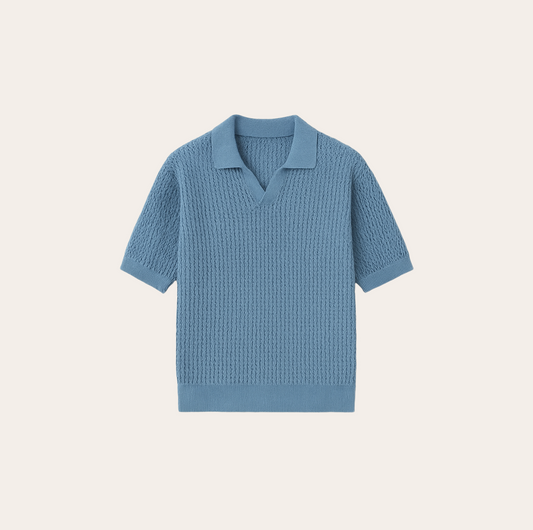 Men’s Hollow-Out Knit Polo