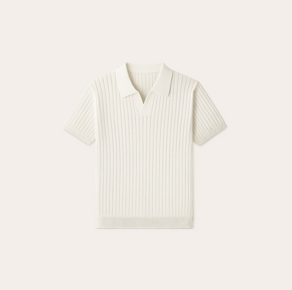 Men’s Striped V-Neck Polo