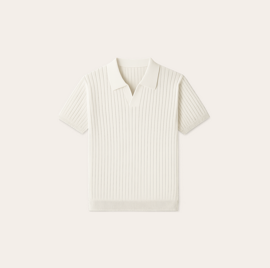Men’s Striped V-Neck Polo