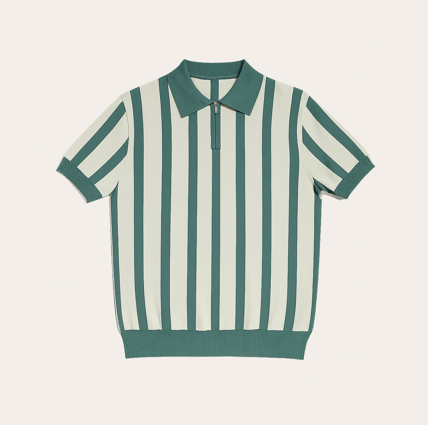 Men’s Striped Zipper Polo