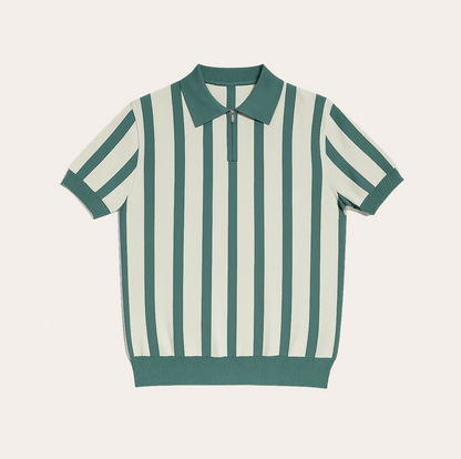 Men’s Striped Zipper Polo