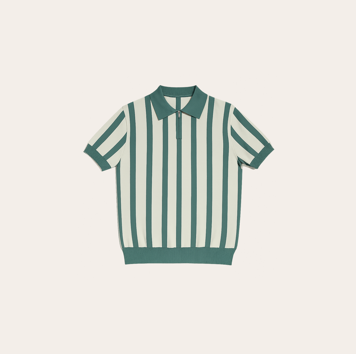 Men’s Striped Zipper Polo