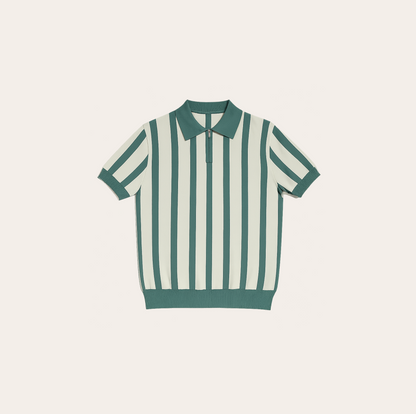 Men’s Striped Zipper Polo