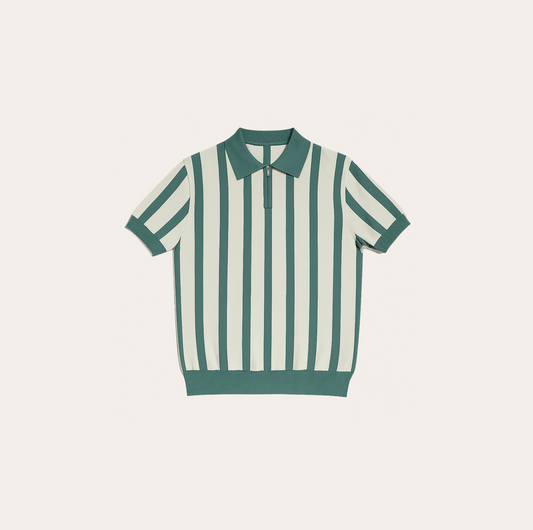 Men’s Striped Zipper Polo
