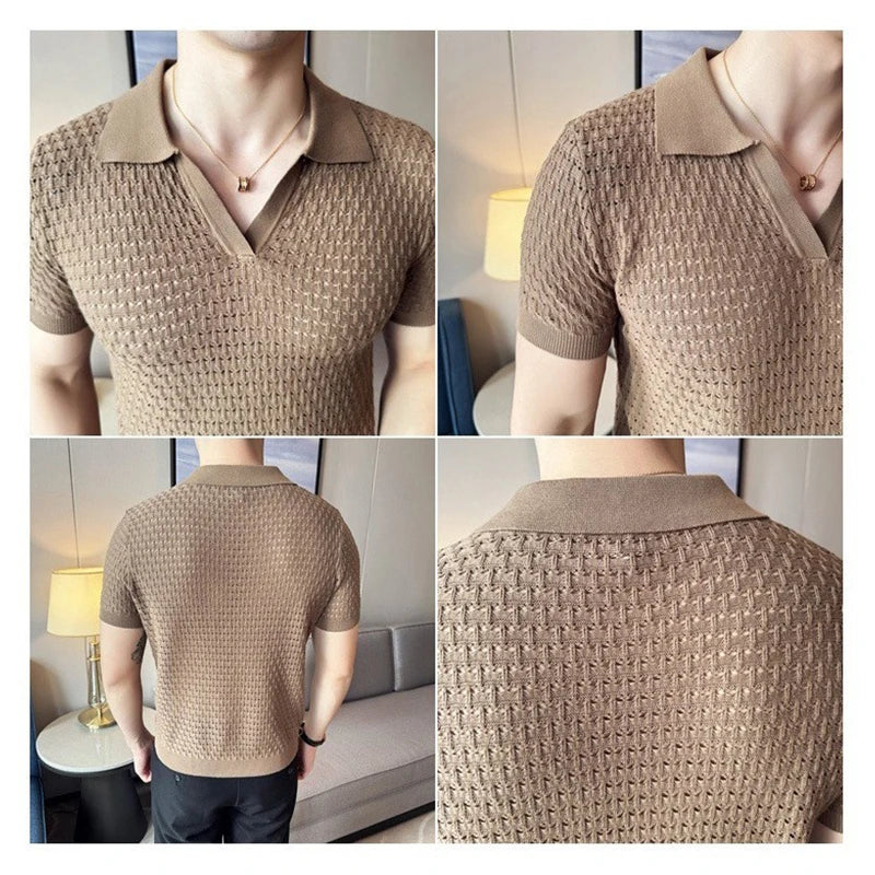 Men’s Hollow-Out Polo Shirt