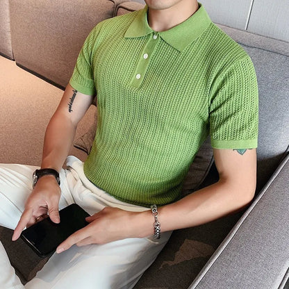 Men’s Hollow-Out Knitted Polo