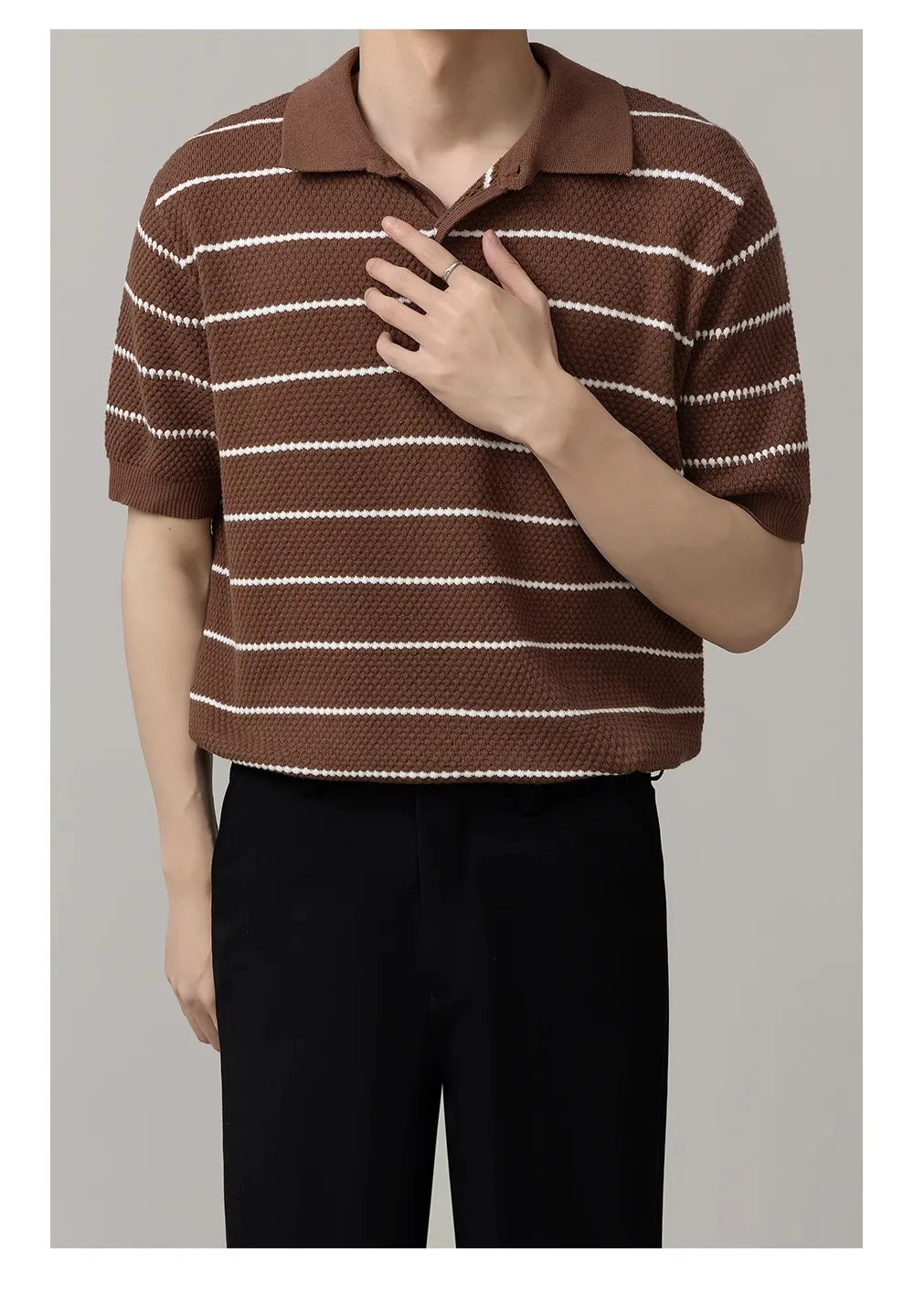 Men’s Striped Business Polo