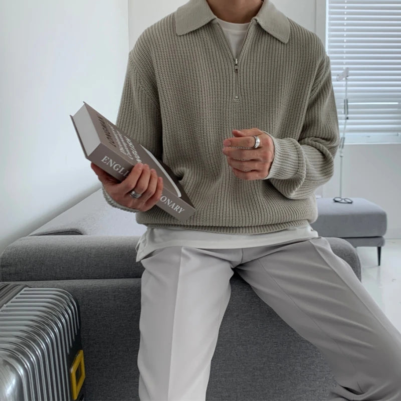 Men’s Polo Neck Knit Pullover