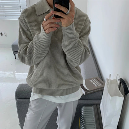 Men’s Polo Neck Knit Pullover