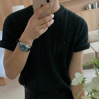 Men’s Hollow-Out Knit T-Shirt