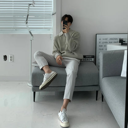 Men’s Polo Neck Knit Pullover