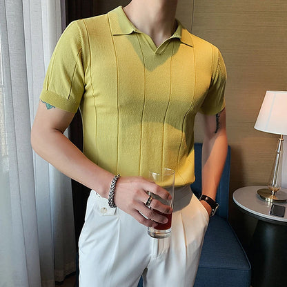 Men’s V-Neck Knit Polo