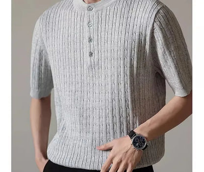 Men’s Henry Collar Knit T-Shirt