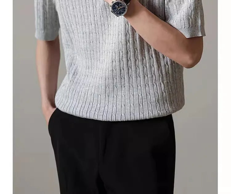 Men’s Henry Collar Knit T-Shirt