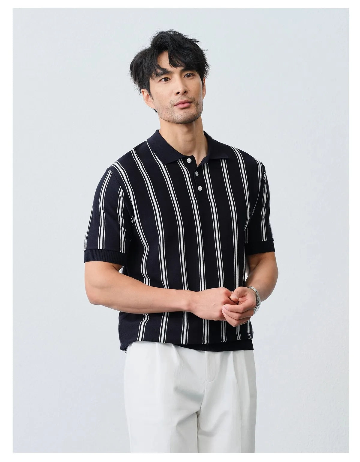 Men’s Striped Knit Polo