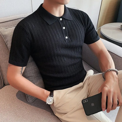 Men’s Hollow-Out Knitted Polo