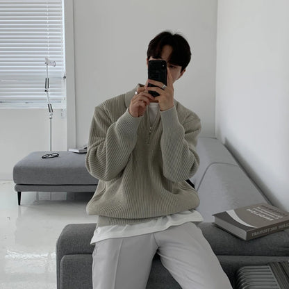 Men’s Polo Neck Knit Pullover