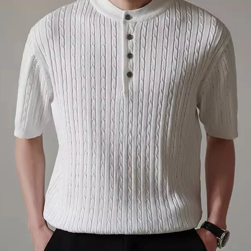 Men’s Henry Collar Knit T-Shirt