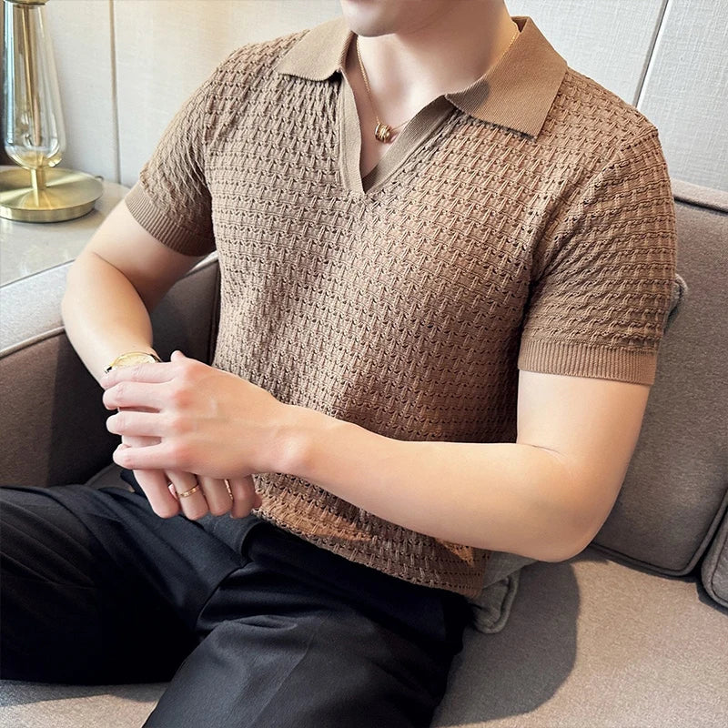 Men’s Hollow-Out Polo Shirt
