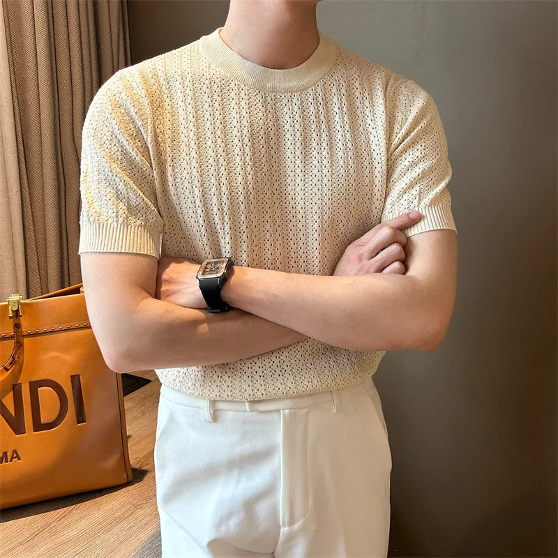 Men’s Hollow-Out Knit T-Shirt