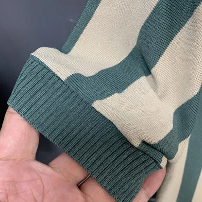 Men’s Striped Zipper Polo