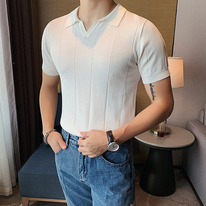 Men’s V-Neck Knit Polo