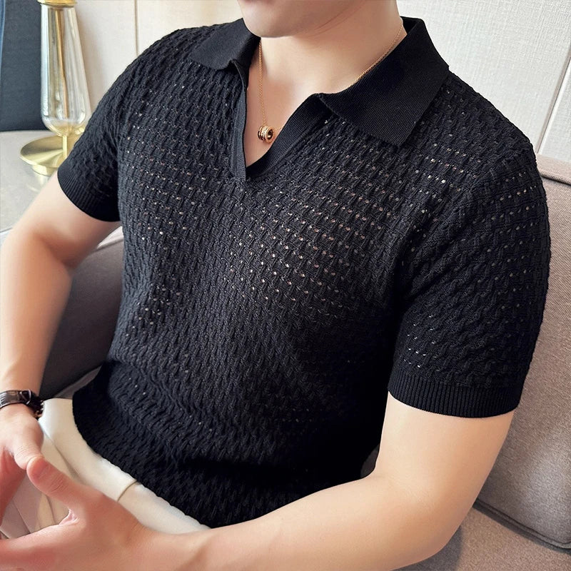 Men’s Hollow-Out Polo Shirt
