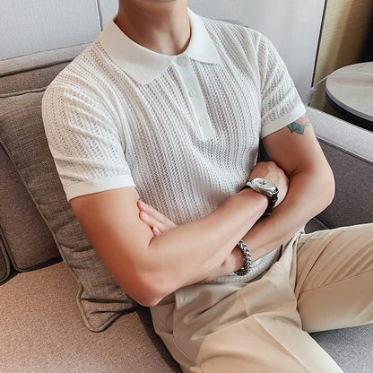 Men’s Hollow-Out Knitted Polo
