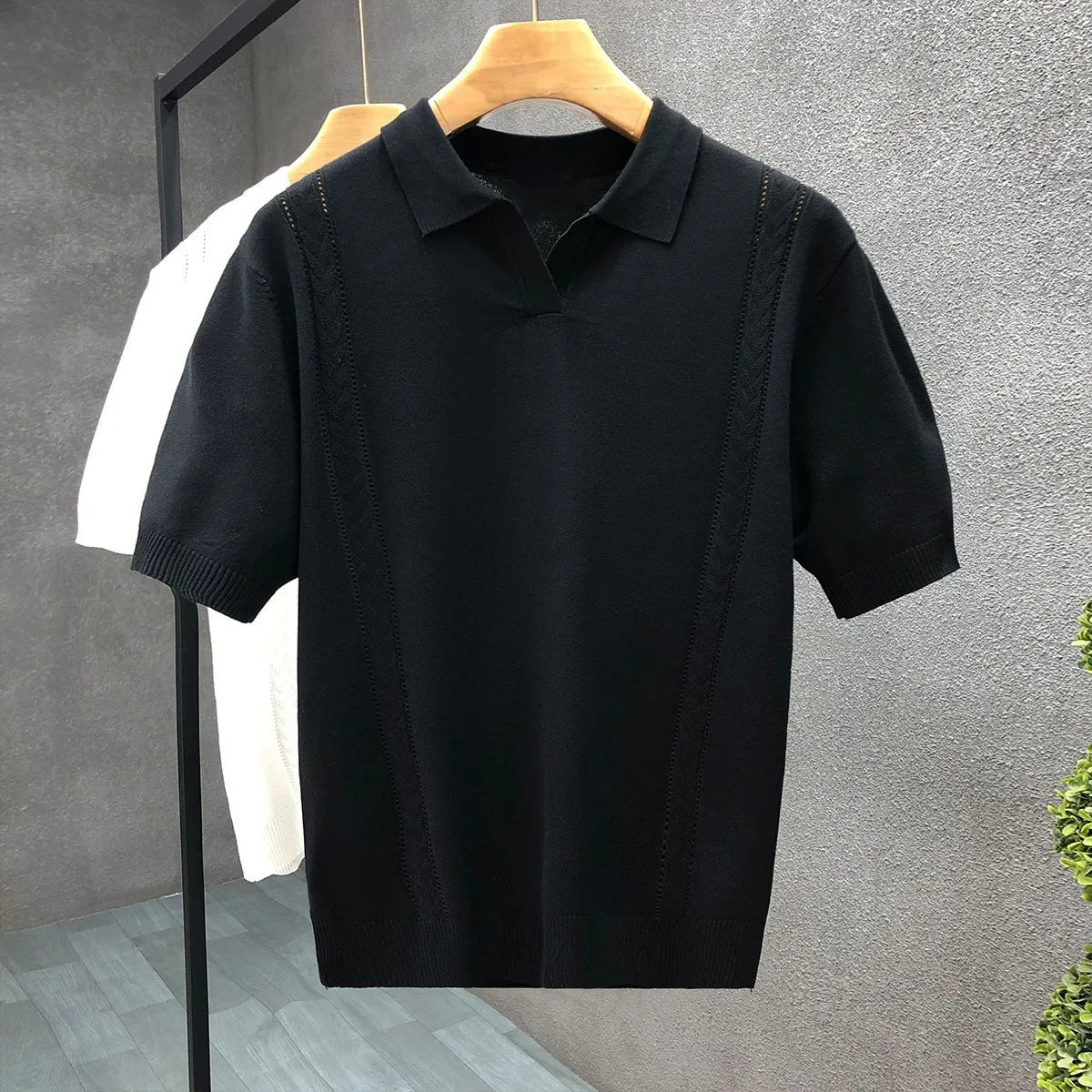 Men’s Knit V-Neck Polo