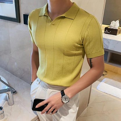 Men’s V-Neck Knit Polo
