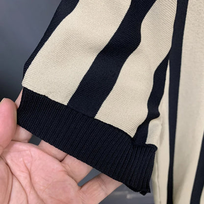 Men’s Striped Zipper Polo