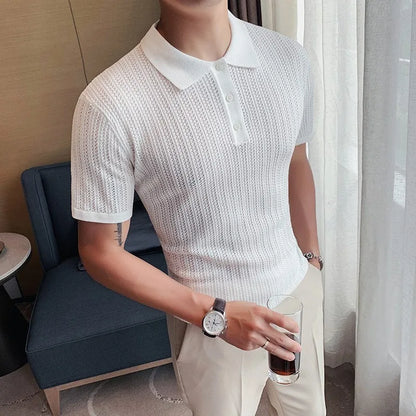 Men’s Hollow-Out Knitted Polo