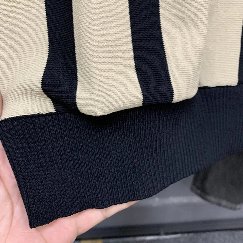Men’s Striped Zipper Polo