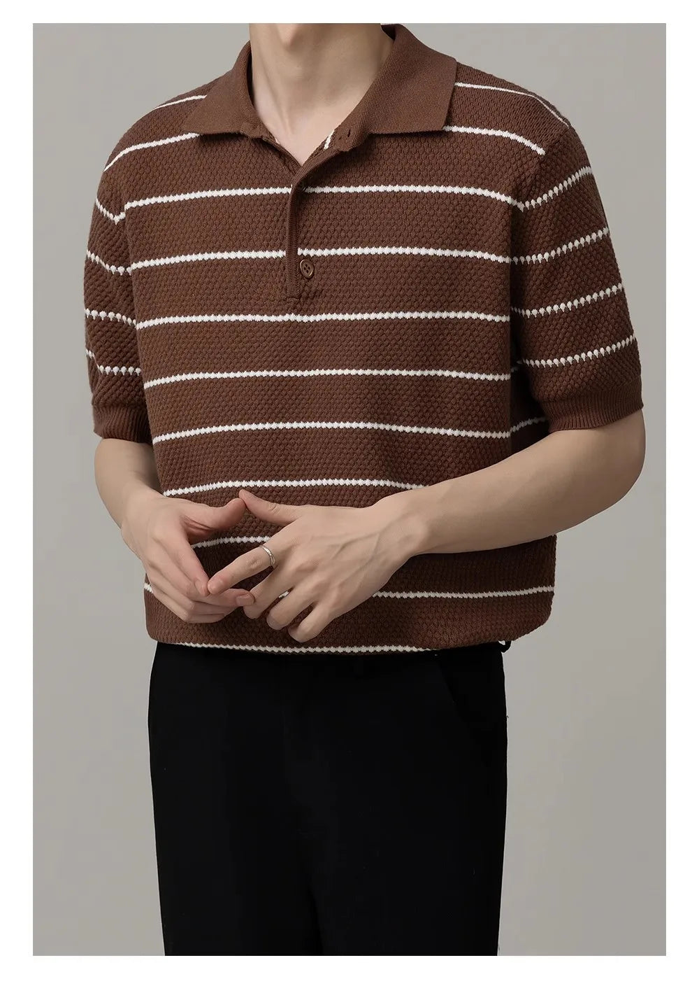 Men’s Striped Business Polo