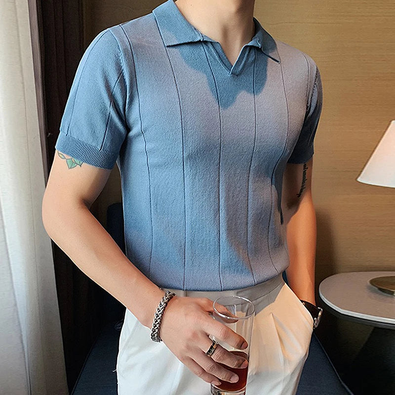 Men’s V-Neck Knit Polo