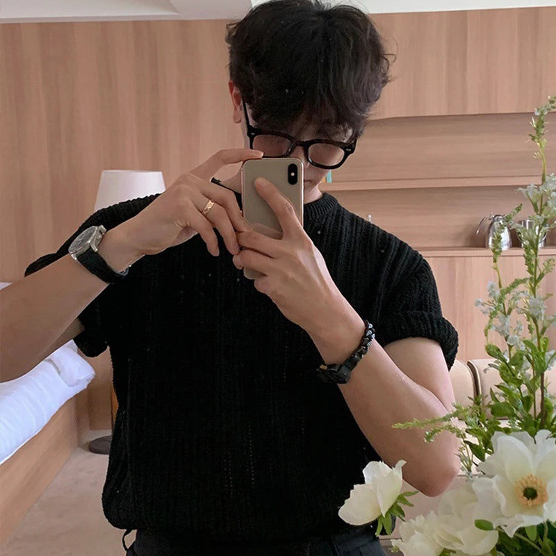 Men’s Hollow-Out Knit T-Shirt