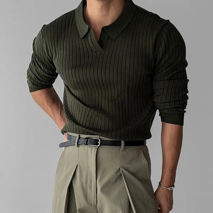 Men’s Jacquard V-Neck Polo