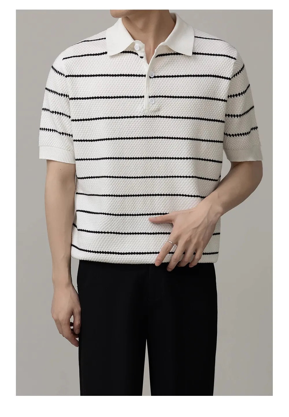 Men’s Striped Business Polo