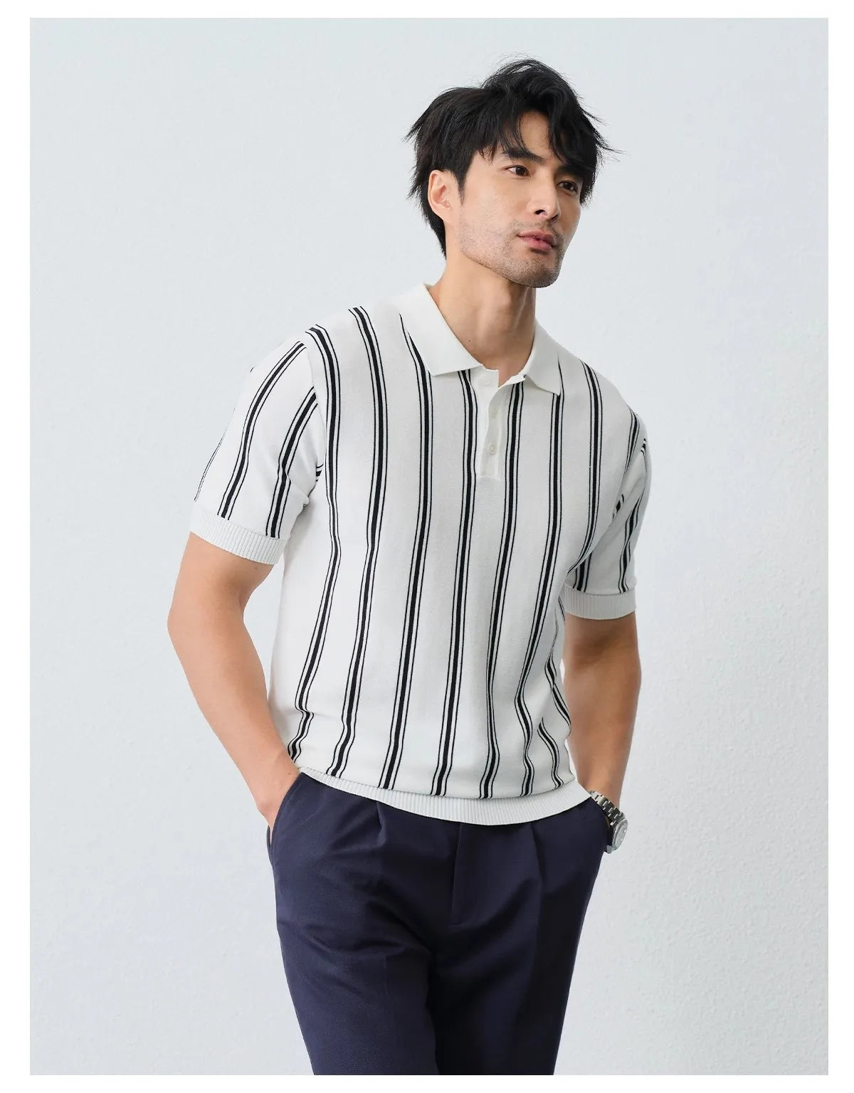 Men’s Striped Knit Polo
