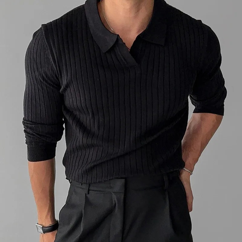 Men’s Jacquard V-Neck Polo