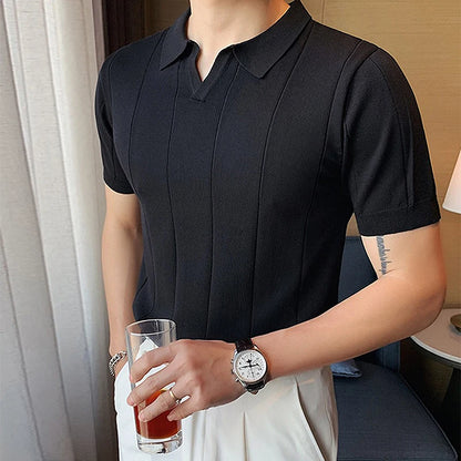 Men’s V-Neck Knit Polo