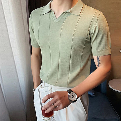 Men’s V-Neck Knit Polo